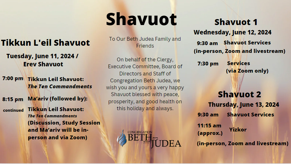 Calendar Congregation Beth Judea Conservative Synagogue in Long