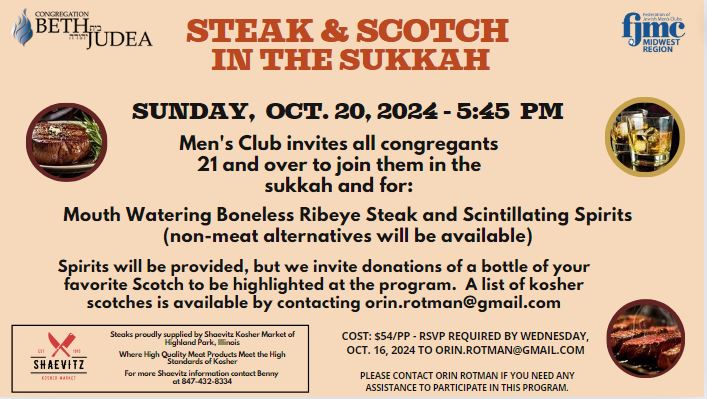 Men's Club Steak in the Sukkah