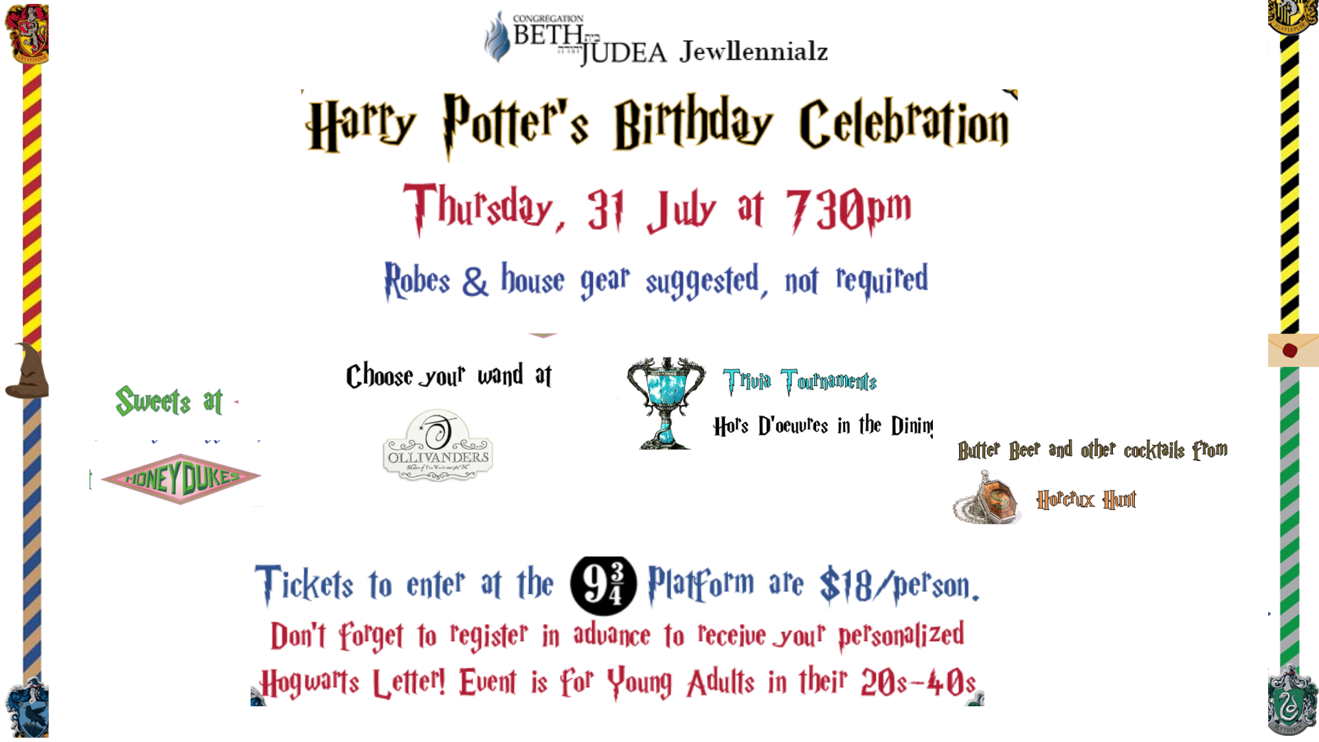 Jewllennialz Harry Potter Event for Young Adults 20s-40s
